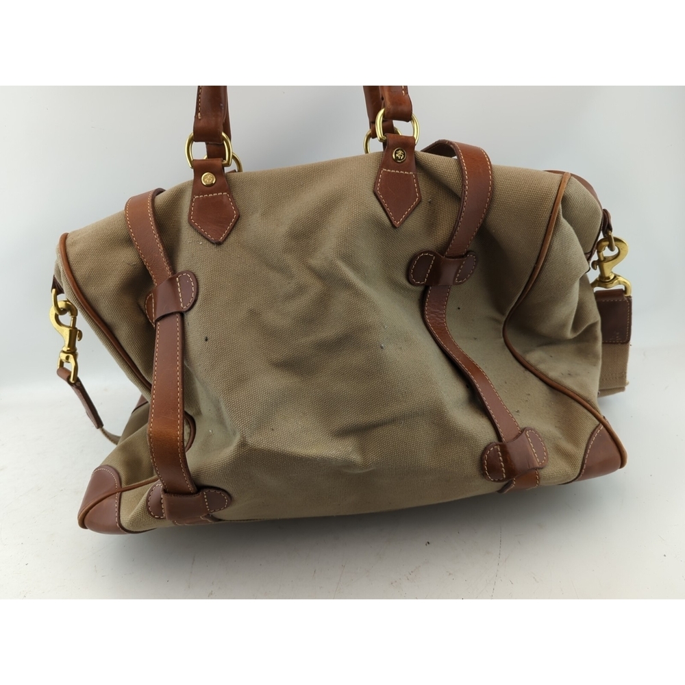 BROOKS BROTHERS Bag Canvas Leather Duffle Weekender Whiskey Brown - Picture 6 of 10